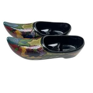 Zuid Holland Gouda Set 2 Miniature Shoes Clogs High Gloss Pottery Decor Signed
